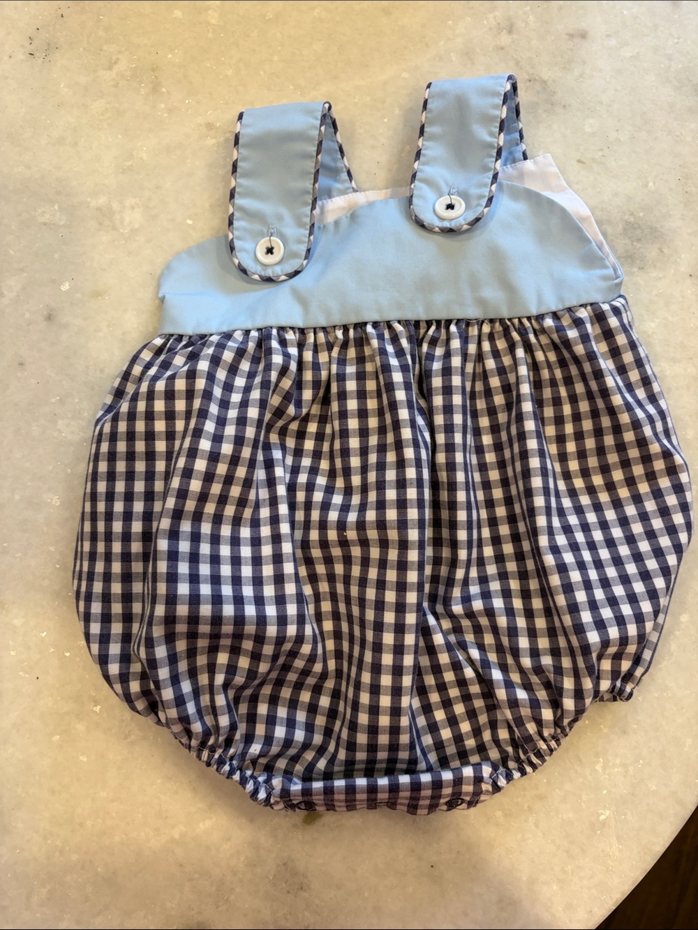 The Beaufort Bonnet Company Light Blue and Navy Gingham Baby Diaper Cover